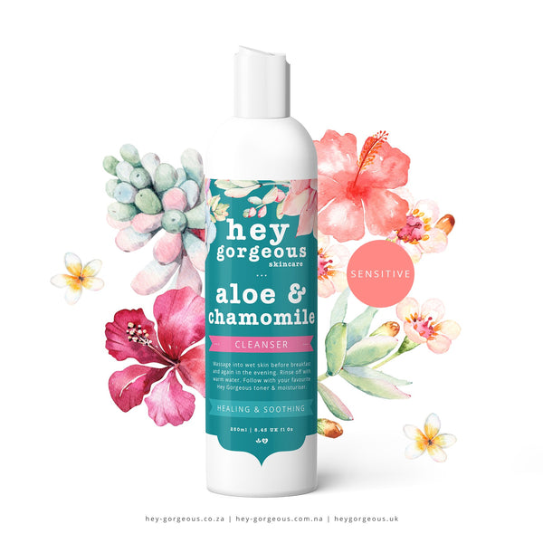 Aloe and Chamomile Cleanser bottle by Hey Gorgeous Skincare