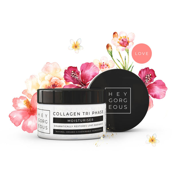 A jar of Collagen Tri Phase moisturizer by Hey Gorgeous Skincare